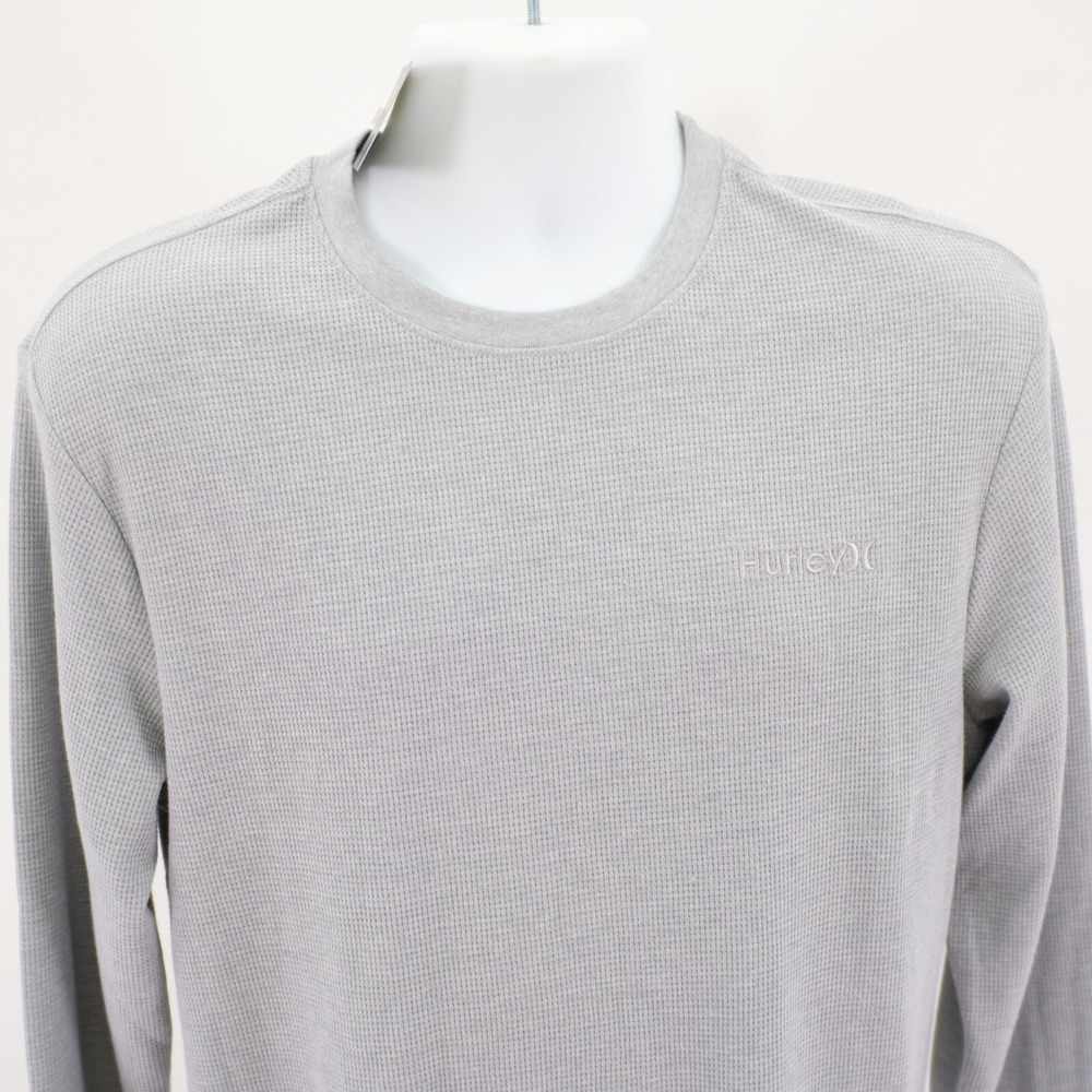 NEW Hurley Gray Waffle Knit Lightweight Sweater Medium Crew Neck Cotton Polyeste